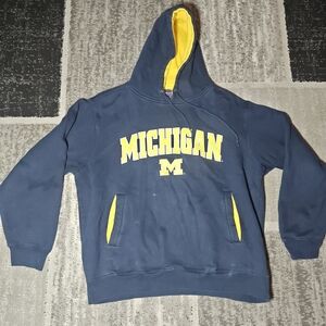 Vtg Champs University of Michigan Wolverines Hoodie Mens L Blue Pullover